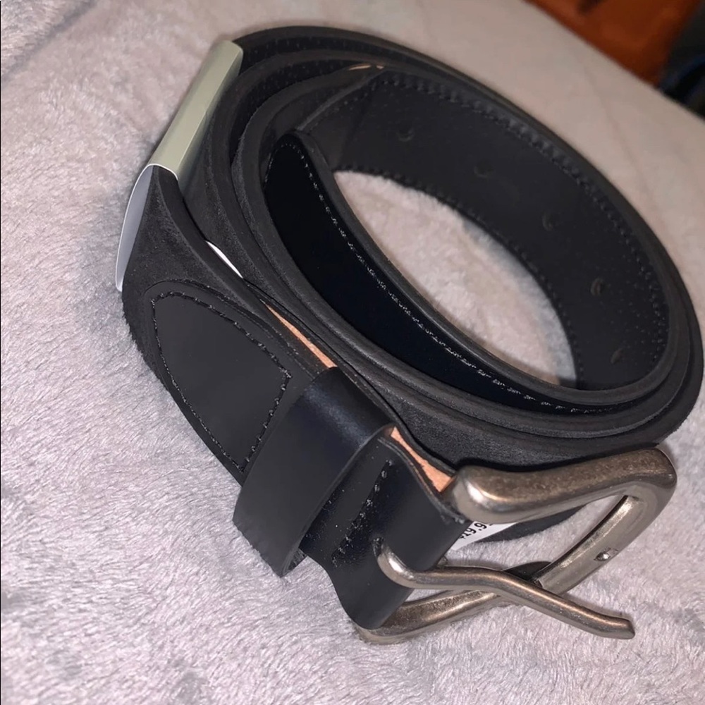 Genuine leather black belt L